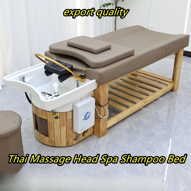 Spa Wellness And Beauty - 원목 헤드 테라피 샴푸 베드 물